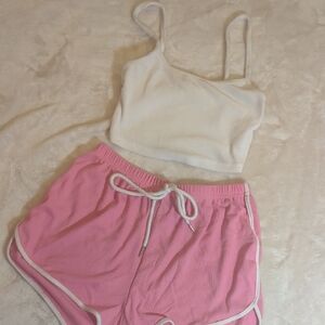 Divided White and Pink Pajama Set